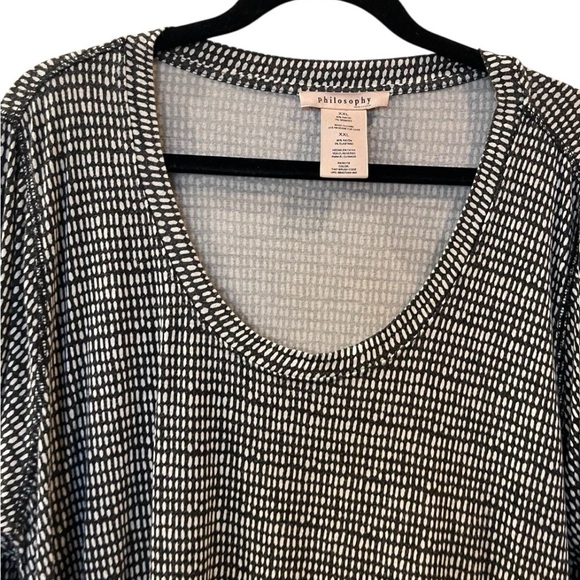 Philosophy Womens Tunic Black White Long Ruched Sleeve Asymmetrical Hem Size XXL - Picture 8 of 10